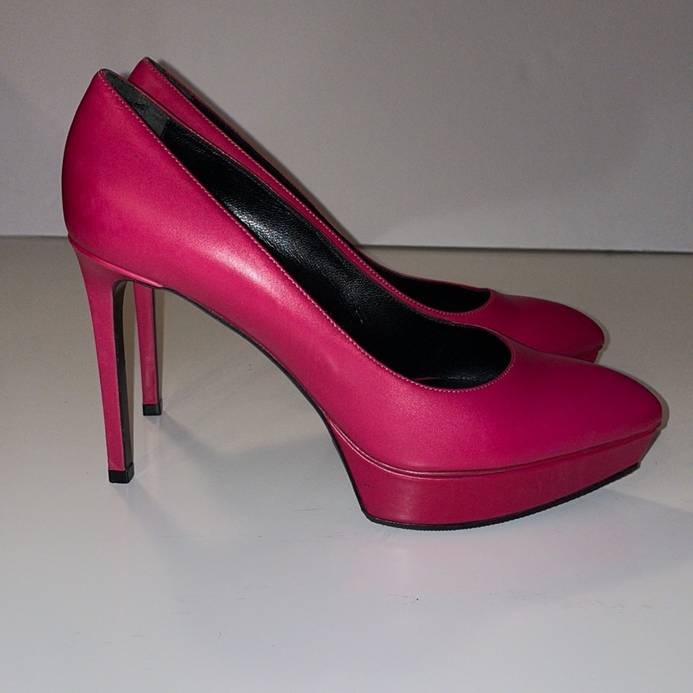 Saint Laurent Pink Leather Point Pumps Size 37 1/2 - Picture 2 of 9
